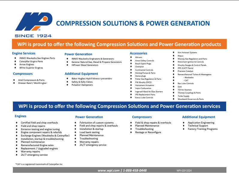 WPI Product Line Sheet